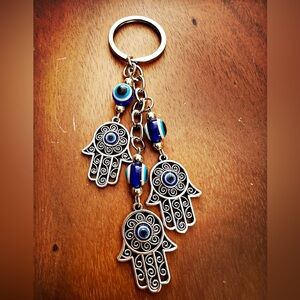 Hamsa Triple Hand Protective Eye Key Chain